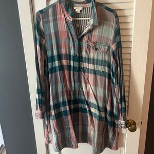 LOFT Multicolor Striped Button-Up Shirt Dress